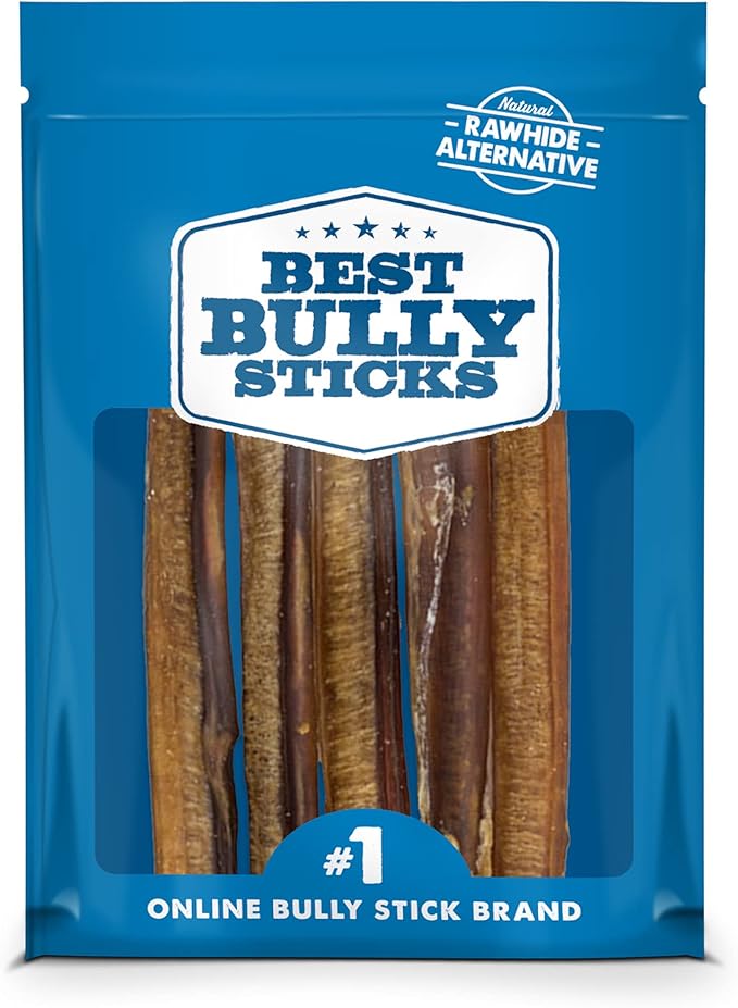 Best Bully Sticks 6 Inch All-Natural Bully Sticks for Dogs - 6” Easily Digestible, 100% Grass-Fed Beef, Grain and Rawhide Free | 5 Pack Trial Size