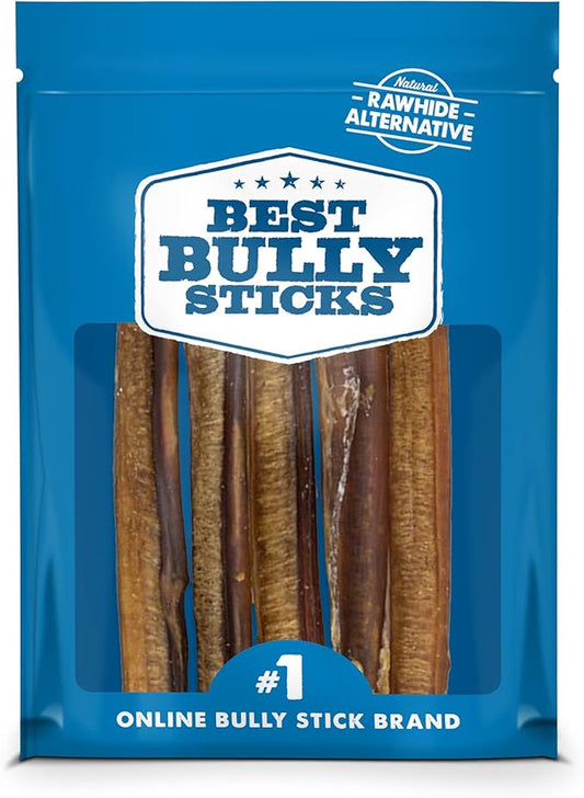 Best Bully Sticks 6 Inch All-Natural Bully Sticks for Dogs - 6” Easily Digestible, 100% Grass-Fed Beef, Grain and Rawhide Free | 5 Pack Trial Size