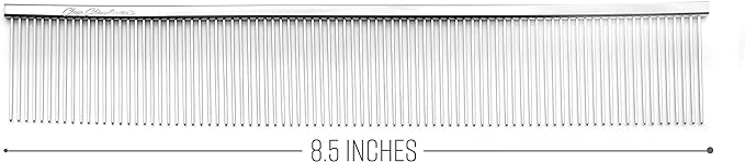 Chris Christensen 505 8.5 in. Coarse Poodle-Style Butter Comb, Groom Like a Professional, Rounded Corners Prevent Friction and Breakage, Solid Brass Spin with Steel Teeth, Chrome Finish.