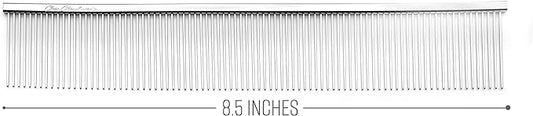 Chris Christensen 505 8.5 in. Coarse Poodle-Style Butter Comb, Groom Like a Professional, Rounded Corners Prevent Friction and Breakage, Solid Brass Spin with Steel Teeth, Chrome Finish.