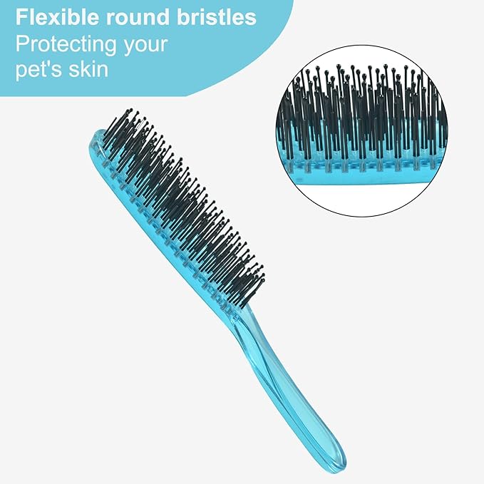 Dog Grooming Bath Brush, Pet Instant Detangler Pin Brushes, Soft Silicone Shampoo Soothing Comb for Wet Dry Long Short Haired Small Dogs & Cats Massaging, Deshedding Shower Scrubbing, Blue
