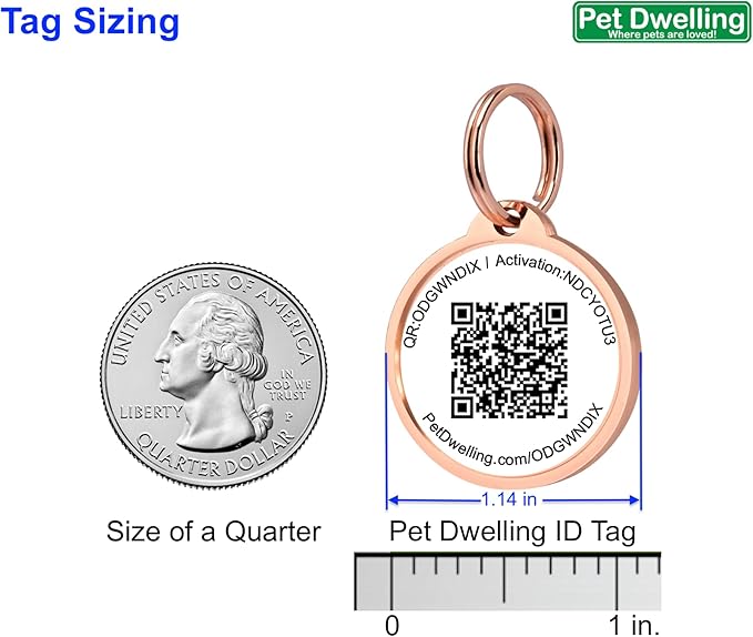 Premium NFC & QR Code Smart Dog ID Tag - Easy Scanning, Instant Profile Access, Real-Time Location Alerts(Rose Gold Paw)