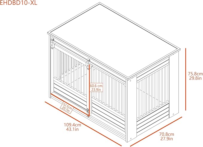 New Age Pet ECOFLEX Barn Door Dog Crate End Table - Antique White, X-Large - Durable Wood Plastic Composite with Stainless Steel Latch, Easy Assembly, 10 Year Warranty