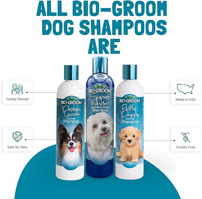 Bio-Groom Super White Dog Shampoo – Whitening Pet Shampoo, Dog Bathing Supplies, Puppy Wash, Dog Grooming Supplies, Cruelty-Free, Made in USA, Coat Brightener Shampoo – 12 fl oz 3-Pack