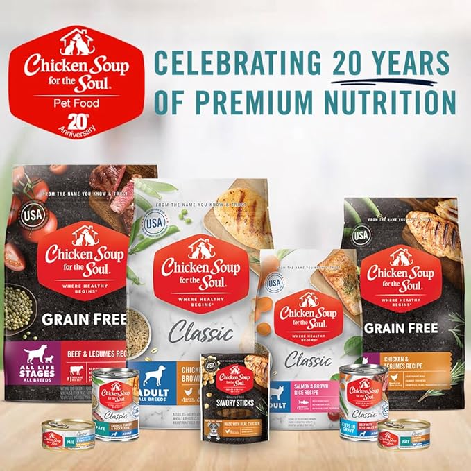 Chicken Soup for the Soul Pet Food - Crunchy Bites Dog Treats- Chicken, Peanut ButterSoy Free, Corn Free, Wheat Free | Dry Dog Food Made with Real Ingredients No Artificial Flavors or Preservatives