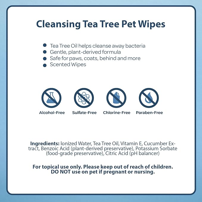Best Pet Supplies Pet Wipes for Dogs - Dog Wipes Cleaning Deodorizing, for Coats, Ears, Paws - Cleansing, Tea Tree, 400 Count
