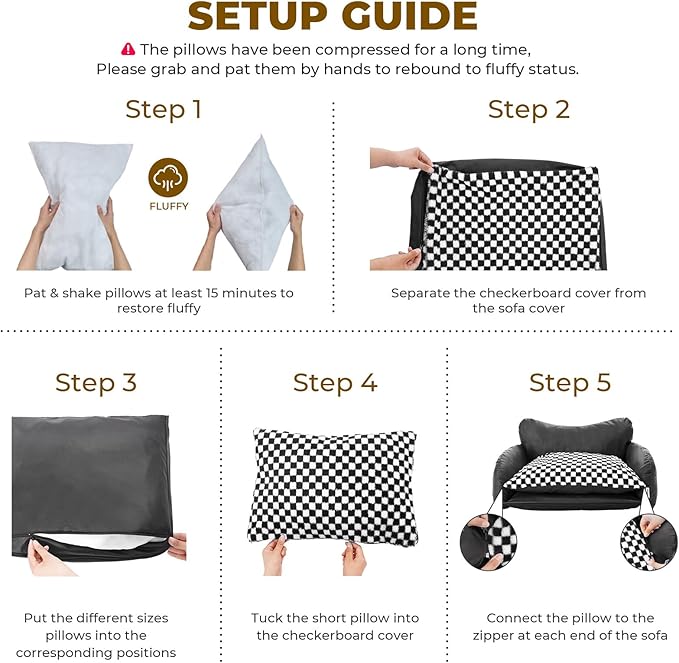 BurgeonNest Cat Couch Bed & Dog Sofa Bed for Small Dogs & Cats up to 15lbs, Double Layer Cushion Extra Comfort, Leather & Plush Material Scatch-Resistant, Waterproof, Black