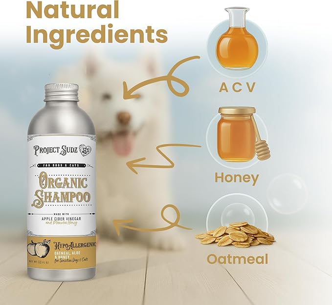 Hypoallergenic | Oatmeal & Honey Liquid Dog Shampoo| Extra Gentle for Even Puppies| Unscented