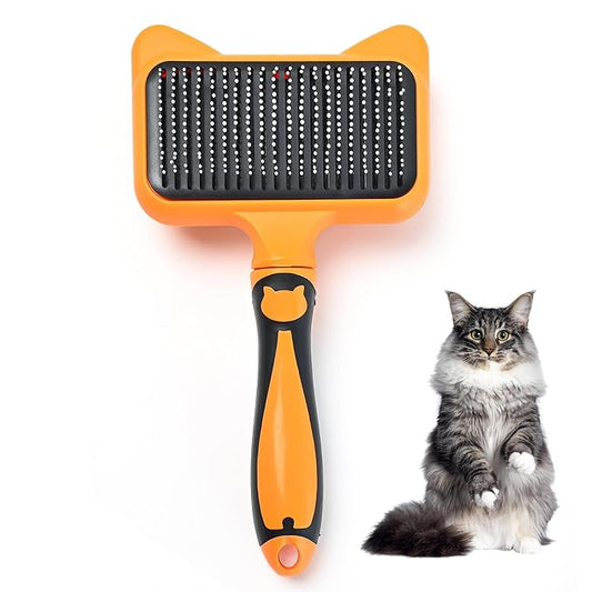 Cat Brush with One-Click Release – This versatile dog brush for shedding and massaging is the perfect pet grooming tool for indoor cats and dogs, suitable for pets of all hair types.