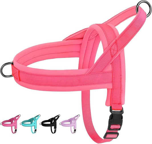 Beirui No Pull Dog Harness for Small Medium Dogs Puppies, Soft Neoprene Quick Fit Harness with Durable Front Clip & Back Clip, Lightweight Easy for Daily Walking (Pink,XS)