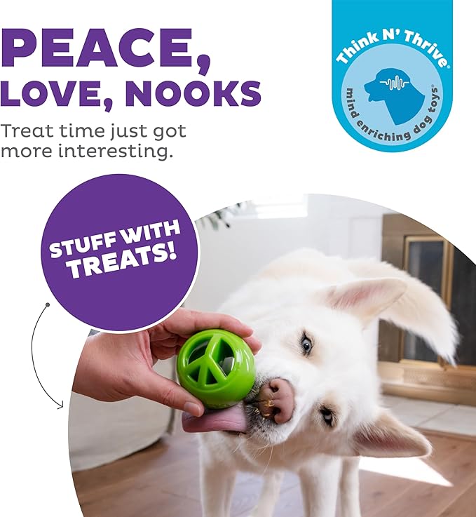 Outward Hound by Planet Dog Nooks Peace Interactive Treat Dispensing Dog Toy, Small, Green