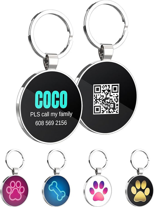 QR Code Dog Tag,Dog Tags Personalized for Pets, Custom Dog Name ID Tags Personalized Dog and Cat Tags -Free Online&Scan QR Receive Instant Location Alert Email
