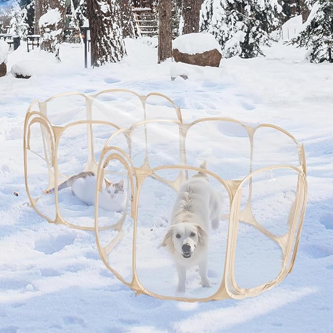 Cold Resistant Cat Playpen PVC Dog Playpen - 90''Portable & Foldable Indoor Outdoor Puppy Playpen - Insulated 2-Room Dog TentCrate Cage Kennel, Playpen for Kitten, Small Animals Play Pen(90"x45"x28")