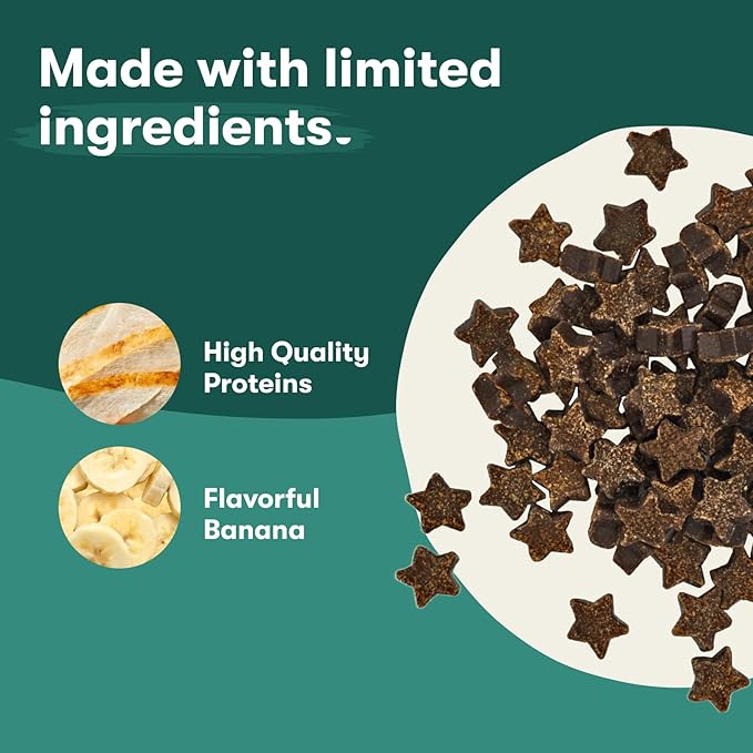 Jinx Chicken & Banana Training Treats for Dogs and Puppies, Low-Calorie, All Natural, Slow-Smoked Real Chicken, No Fillers 4oz, 6 Pack