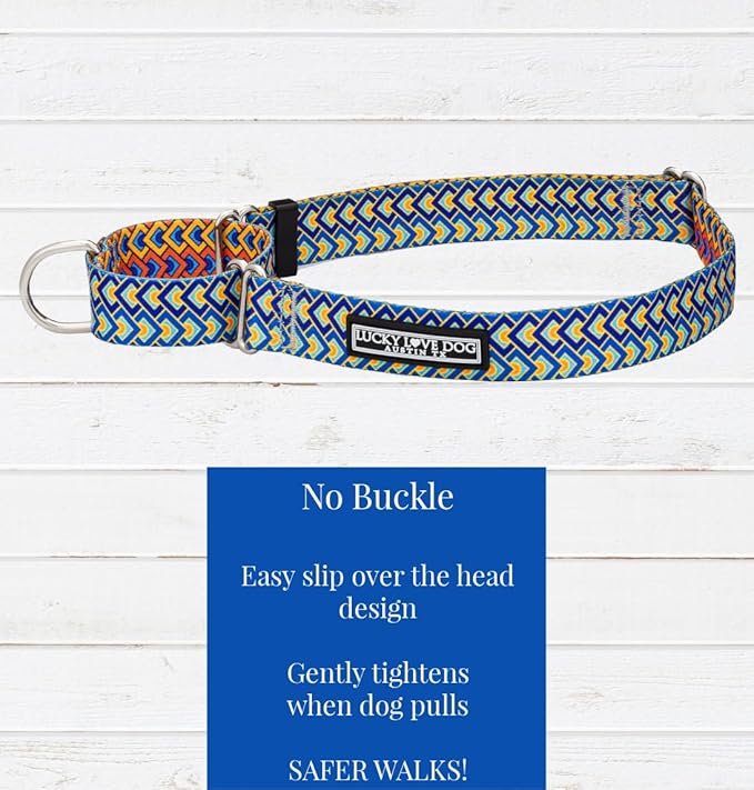 Lucky Love Dog Martingale Dog Collar - Adjustable, No-Slip, Durable, & Soft Webbing Dog Collar for Male and Female Dogs Ideal for Training & Walking - Stylish Murphy Pattern, Small Size