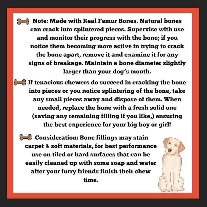 Filled Dog Bones Bundles for Large Dogs, Large Stuffed Femur Bone Bundle with 1 Dog Waste Roll, Long-Lasting Dental Treats for Aggressive Chewers (Cheese & Bacon)