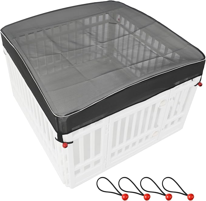 Dog Playpen Cover Mesh Top - Dog Pen Cover for Pets Fits 36 Inch 4 Panels Square Plastic Exercise Pet Pen,Provide Security for Indoor Dog Pen (Playpen Not Included)