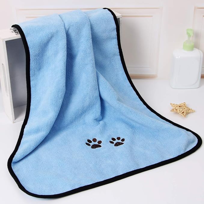 Pet Dog Cat Microfiber Drying Towel Ultra Absorbent Great for Bathing and Grooming (2-Pack)