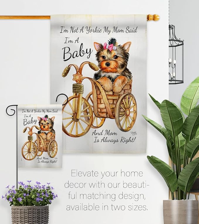 Breeze Decor Not Yarkie, I'm Baby Garden Flag Set Mailbox Hanger Dog Puppy Spoiled Paw Canine Fur Pet Nature Farm Animal Creature House Banner Small Yard Gift Double-Sided, Made in USA