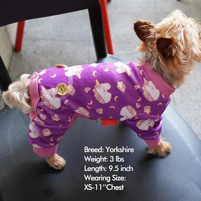 KYEESE Dog Pajamas Velvet Dog Pajamas Small Sized Dogs Dogs Pjs with Unicorn Pattern Soft Doggie Jammies Stretchy Doggie Clothes Puppy Onesie Comfy Pet Coat Pet Costume, X-Small