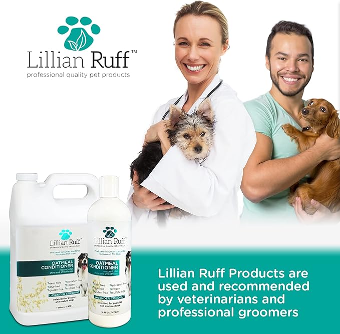 Lillian Ruff Calming Oatmeal Pet Conditioner for Dry Skin & Itch Relief with Aloe & Hydrating Essential Oils - Replenish Moisture & Deodorize - Soothing Conditioning for Normal/Sensitive Skin (16oz)