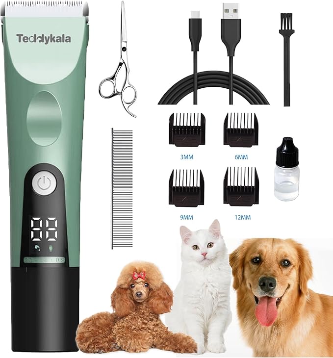 Dog Clippers 33 Tooth Blade, Adopting Sheep Shears Standards Dog Hair Trimmer, 2200mAh Rechargeable Cat Hair Clipper,Professional Pet Hair Clipper for Dogs Cats Animals (Green)