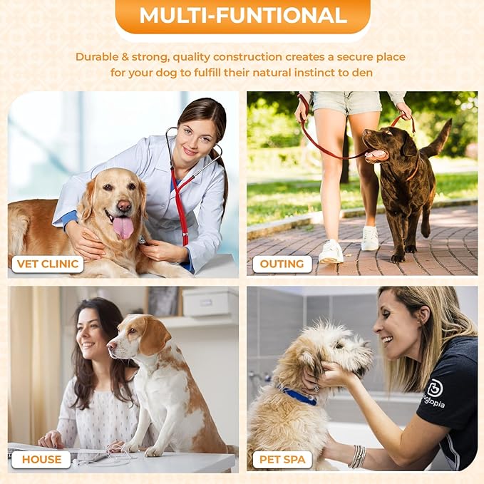 PayLessHere Large Dog Crate Kennel for Medium Large Dogs Metal Dog Cage Double-Door Folding Travel Indoor Outdoor Puppy Playpen with Divider and Handle Plastic Tray (48 Inch, Black)