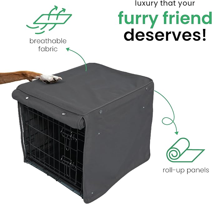 Molly Mutt I'm a Realist Dog Crate Cover, 100% Cotton Canvas Cover with 2 Roll-Up Panels, Ideal for Dog or Cat Crate, Durable, Washable, and Free of Harmful Chemicals, 24" x 18" x 21"