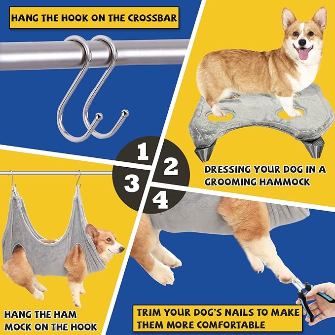 Dog Grooming Hammock Harness for Small Dogs Cat,Dog Grooming Supplies Table,Pet Nail Clipper Trimmer,Cat Hanger Sling for Trimming Clipping Nails- Dogs Hammock Restraint Bag,Claw Care (M)