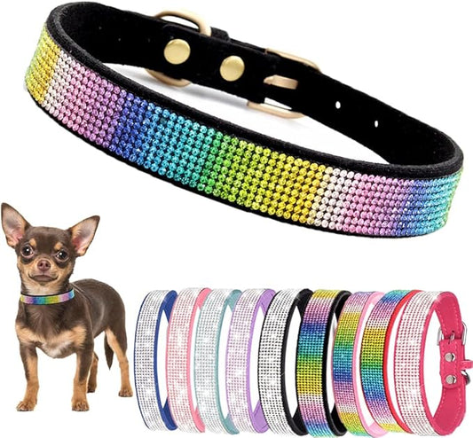 Bling Dog Collars for Medium Dogs, Rhinestone Dog Collar with Diamond Crystal Glitter Sparkling Female Cat Collars for Small Medium Large Dogs Dark Black, M