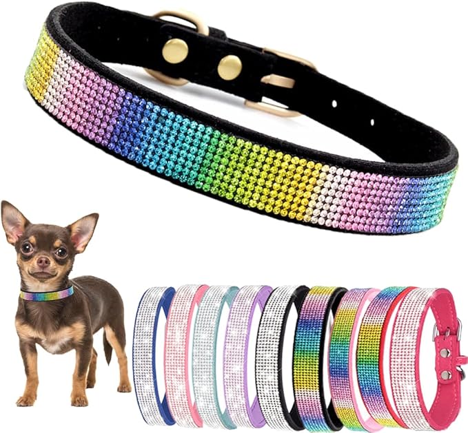 Diamond XS Dog Collar Girl, Bling Dog Collar with Rhinestone Crystal Glitter Female Dog Collars for Puppy XXS XS Small Dogs and Cats, Dark Black, XS