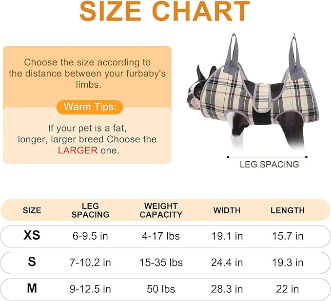 BEAUTYZOO Dog Grooming Hammock for Small Dogs Cat- Dog Sling for Nail Trimming/Clipping- Dog Hanging Harness Holder with Thick Fabric Neck Support & Strap Restraint Claw Care, Beige S