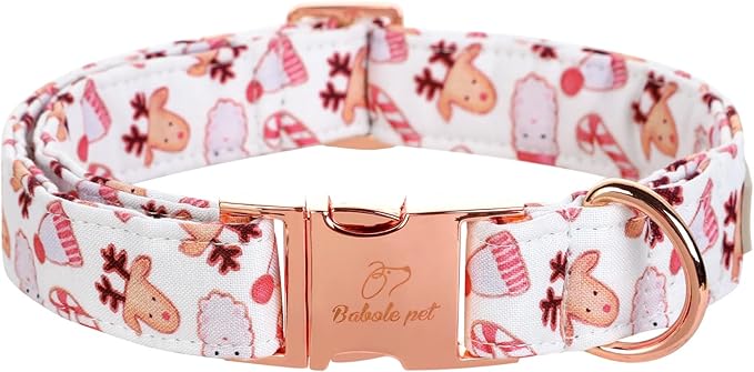 Christmas Dog Collar for Large Dog,White Santa Pink Elk Claus Male Dog Collar with Safety Metal Buckle Adjustable Puppy Collars for Small Medium Boy Dog,XL, Neck 16"-26"
