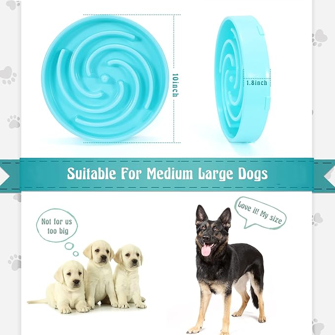 Slow Feeder Large Dog Bowl - Non Slip Maze Puzzle Bowl for Medium Dogs - Blue
