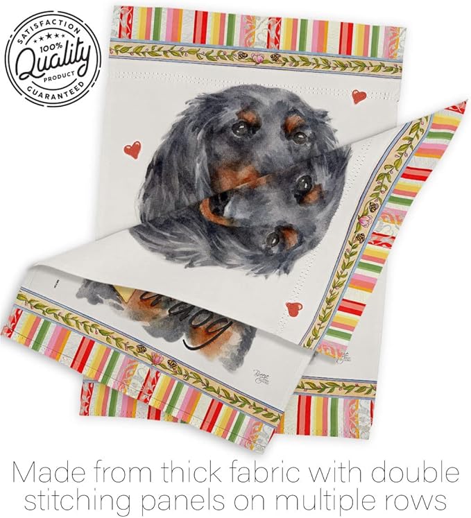 Breeze Decor Blue Long Hair Dachshund Happiness House Flag-Pack Dog Puppy Spoiled Paw Canine Fur Pet Nature Farm Animal Creature Vintage Applique Garden Yard Gift Double-Sided, Made in USA