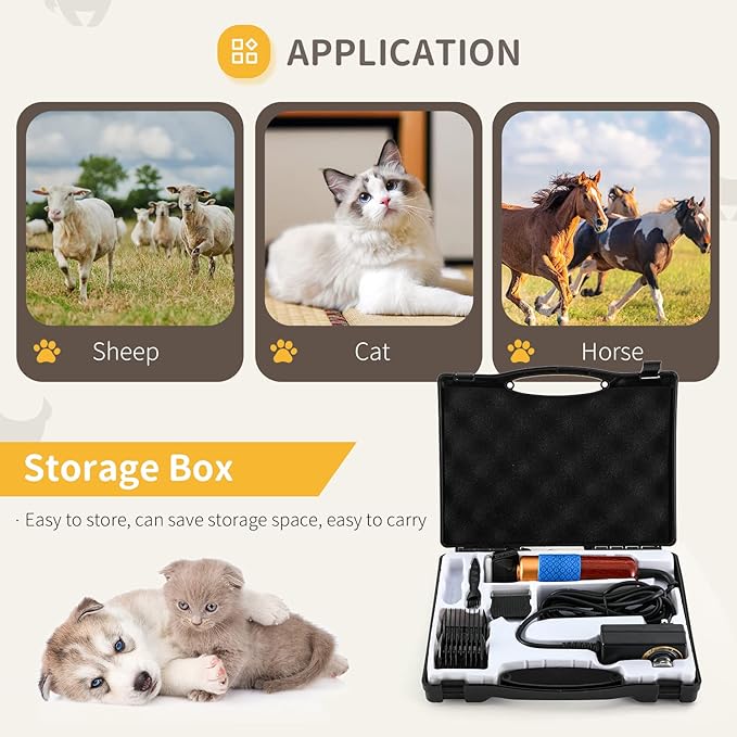 CGOLDENWALL Dog Hair Clipper for Grooming 200W Pet Clipper Kit with Spare Blade, Low Noise&Vibration, Animal Grooming Trimmer for Cat Sheep Dog