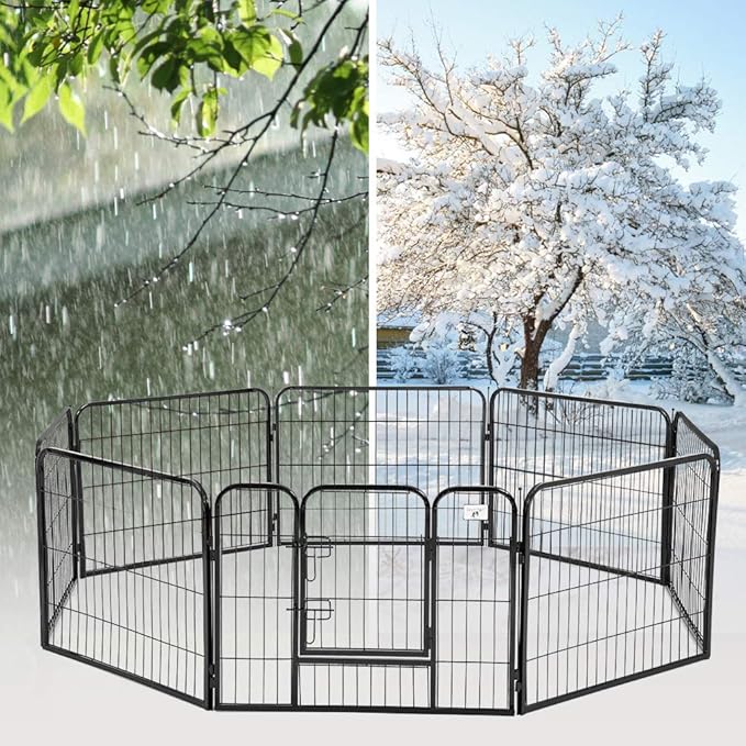 BestPet Dog Pen Extra Large Indoor Outdoor Dog Fence Playpen Heavy Duty 8 Panels 40 Inches Exercise Pen Dog Crate Cage Kennel Black