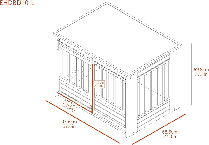 New Age Pet ECOFLEX Barn Door Dog Crate End Table - Antique White, Large - Durable Wood Plastic Composite with Stainless Steel Latch, Easy Assembly, 10 Year Warranty