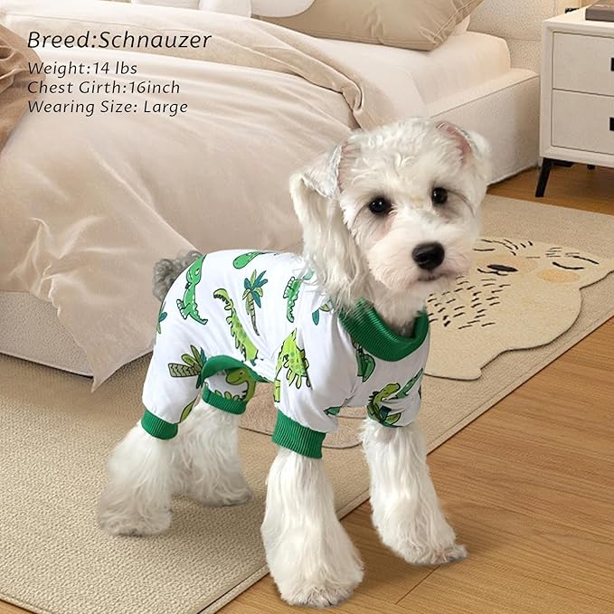 XPUDAC 4 Pack Dog Pajamas for Small Dogs, Puppy Clothes for Boy Girl Strechy Soft Pet Jumpsuit, Cat Onesie-Large