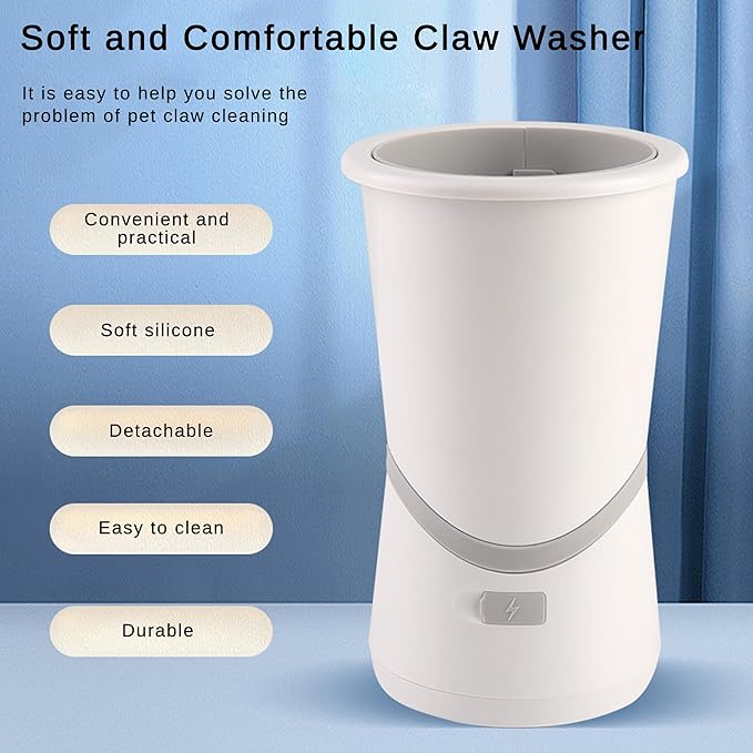 Automatic Paw Washer with Silicone Bristles - Electric Paw Cleaner Cup for Muddy Claws, Portable Pet Feet Washer with USB Charging, Designed for Small to Medium Cats & Dogs