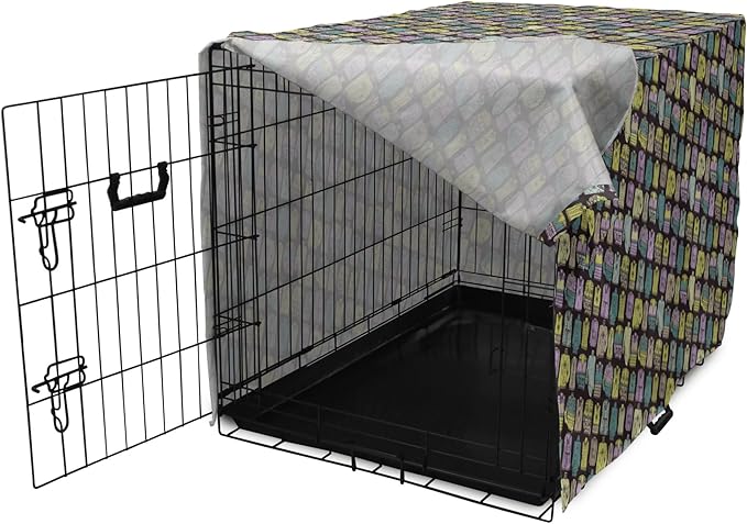 Ambesonne Fashion Dog Crate Cover, Diagonal Vintage Knitted Clothing Outfits Autumn Spring Winter Seasons, Easy to Use Pet Kennel Cover for Medium Large Dogs, 36 Inch, Dark Brown Multicolor
