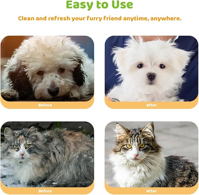 Bathing Wipes Glove for Dogs Cats, 12 PCS Dog Cleaning Glove Wipes with Grooming Fur, Dog Wipes Washing Gloves, Cat Cleaning Grooming Gloves for Daily Care and Traveling