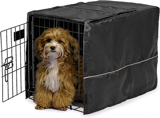 MidWest Homes for Pets Dog Crate Cover, Privacy Dog Crate Cover Fits MidWest Dog Crates, Crate Cover Only, Machine Wash & Dry, Black, 22-Inch
