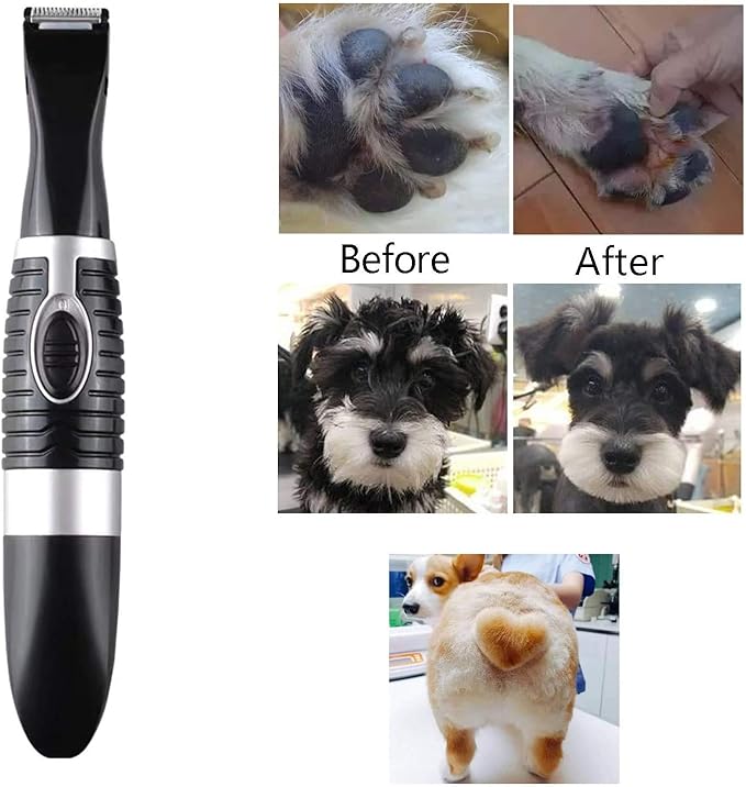 Dog Clippers, Cordless Cat and Small Dogs Clipper, Low Noise Electric Pet Trimmer, Dog Grooming Clippers for Trimming The Hair Around Paws, Eyes, Ears, Face, Rump …
