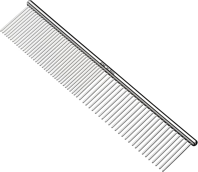 Andis 65730 Stainless-Steel Comb for Knots, Mats & Loose Hair Removal - Effective Dematting Tool, Comfortable, Lightweight, Portable & Safe for Dogs, Cats & Pets – Silver, 7-1/2-Inch