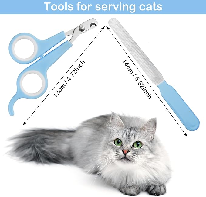 5Pieces Dogs and Cats Grooming Nail Clippers Kit Pet Claws Nail Clipper Trimmers, with Protective Guard Lock to Avoid Over Cutting, Professional Trimmers for Large and Small Cat and Dog Animal. (Blue)