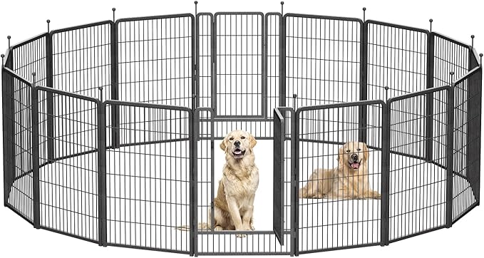 Dog Playpen, Dog Fences for The Yard, Portable Outdoor Dog Playpen for Large/Medium/Small Dogs, Foldable Metal Dog playpen, with Doors (32 Panels, 45")