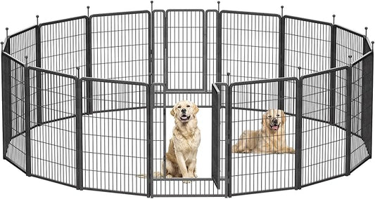 Dog Playpen, Dog Fences for The Yard, Portable Outdoor Dog Playpen for Large/Medium/Small Dogs, Foldable Metal Dog playpen, with Doors (16 Panels, 45")
