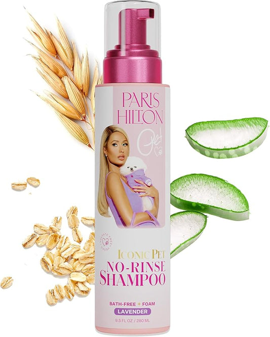 Paris Hilton Pet Iconic Lavender Scent No-Rinse Dog Shampoo, Waterless Dog Wash, Hypoallergenic, 280ml – Quick Clean for Dogs, Easy Grooming, No Rinse Needed