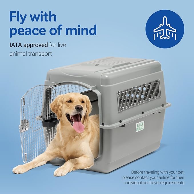 Petmate Sky Kennel - For Air and Travel, Airline Approved Dog Crate for Pets up 70-90 lbs, Heavy Duty Dog Kennel, Made in the USA- 40 Inches